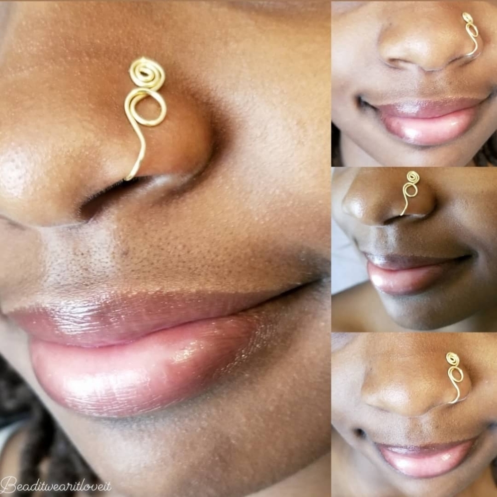 Gold Nose Ring No Piercing Needed, Style # 9